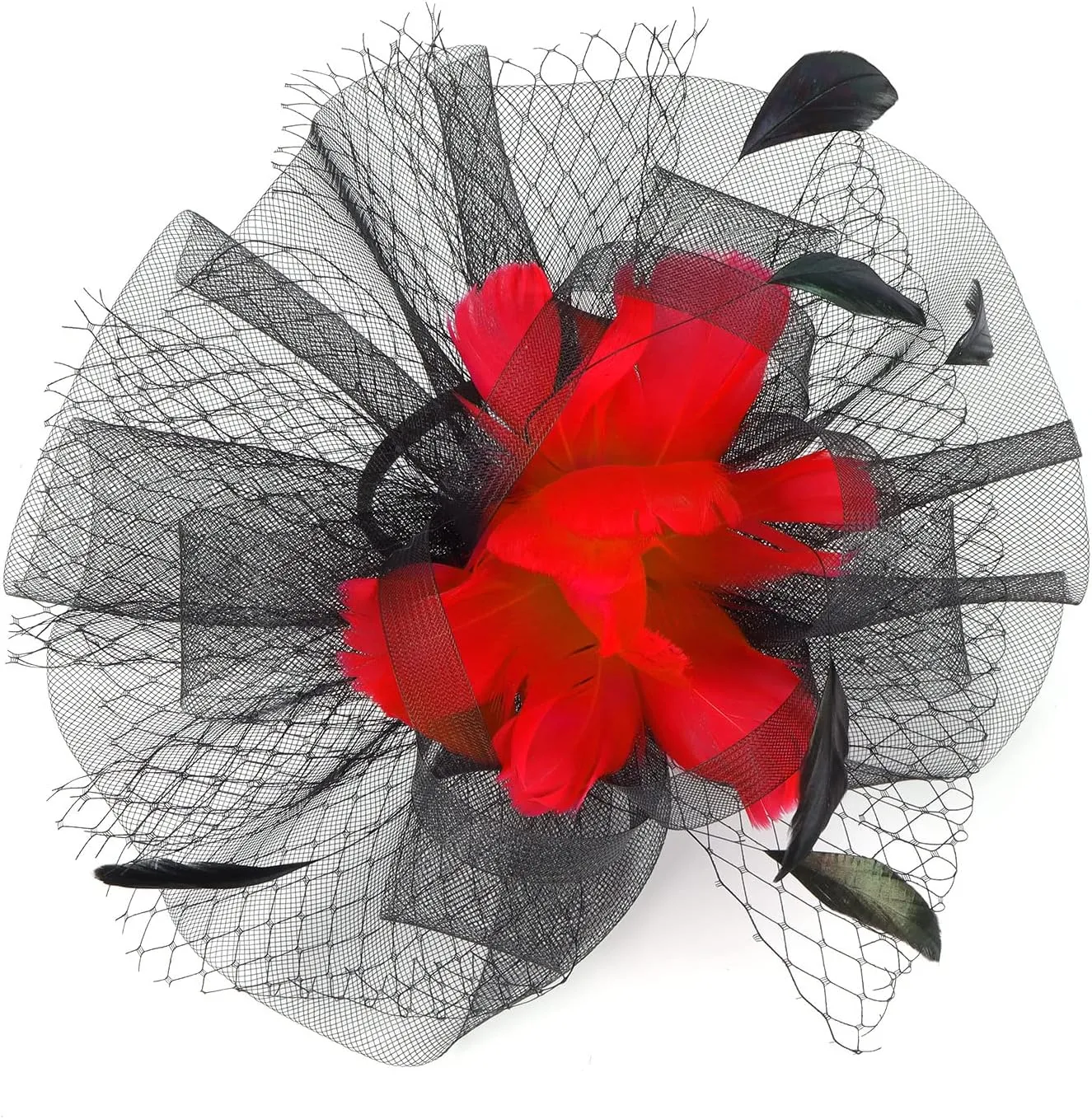 Z&X Wedding Fascinator Sinamay Headband Tea Party Hats for Women Flower Feather Derby Pillbox Hat Clips
